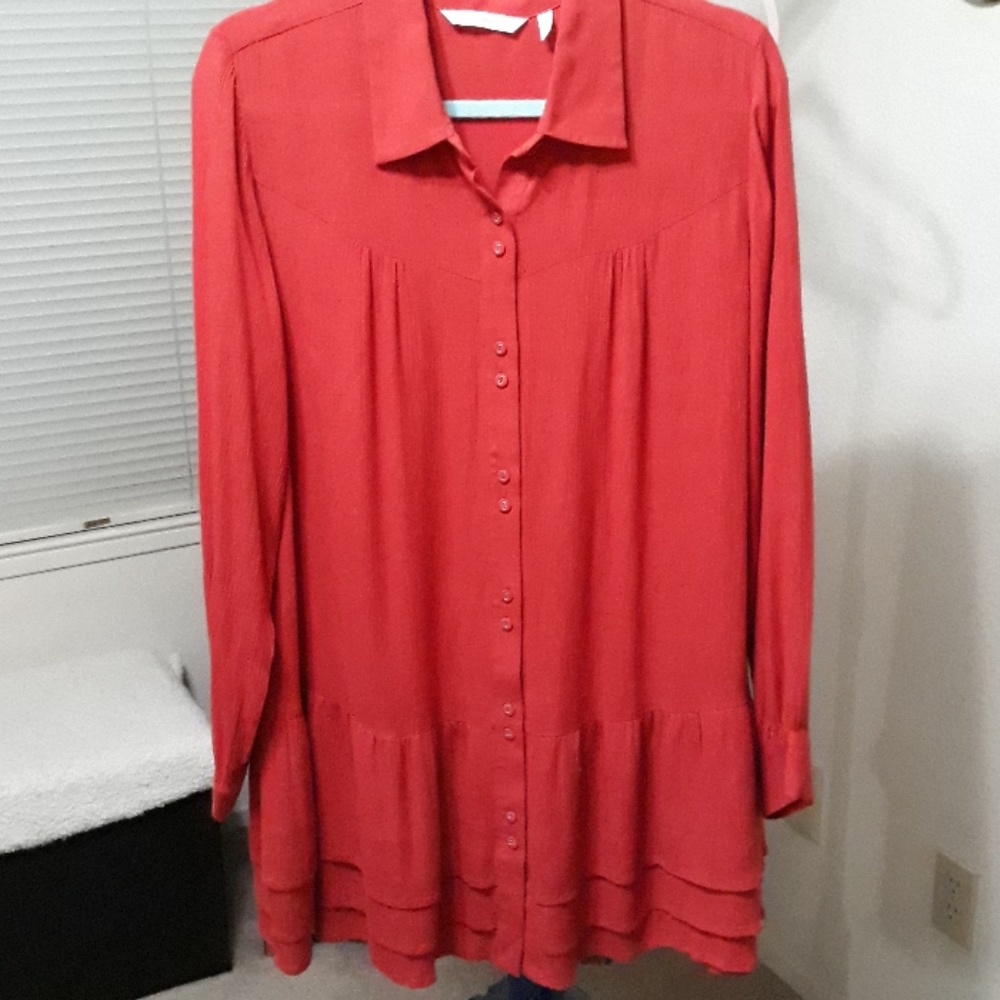 Gauze tiered blouse Rust Color